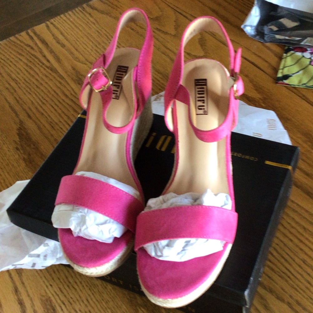 Miu Miu Pink Wedge Sandals